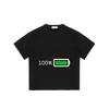 Black T Shirt with 100 Percent Battery Icon Print for Casual Wear