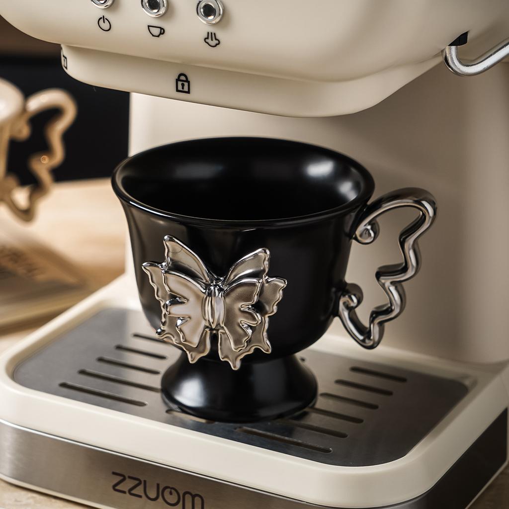High Appearance Level Butterfly Mugs Female Couple Ceramic Cups Tall Water Cups Home Breakfast Cups High End Coffee Cups