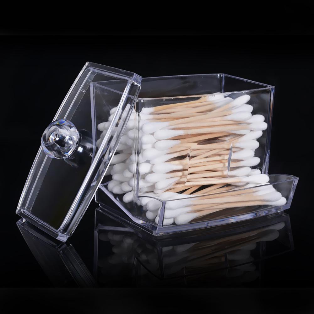 Clear Makeup Case Qtip Storage Cosmetic Organizer Drawer Cotton Swab