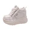 Fashion Autumn Women Platform Shoes Wedge Heels 10 CM Casual Shoes Height Increasing White Black Sneakers Women Leather Shoes New
