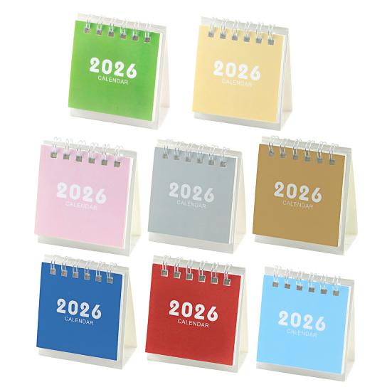 2026 Mini Desktop Calendar Cute Cartoon Desk Planner with Spiral Binding Small Planning Notebook for Office Home