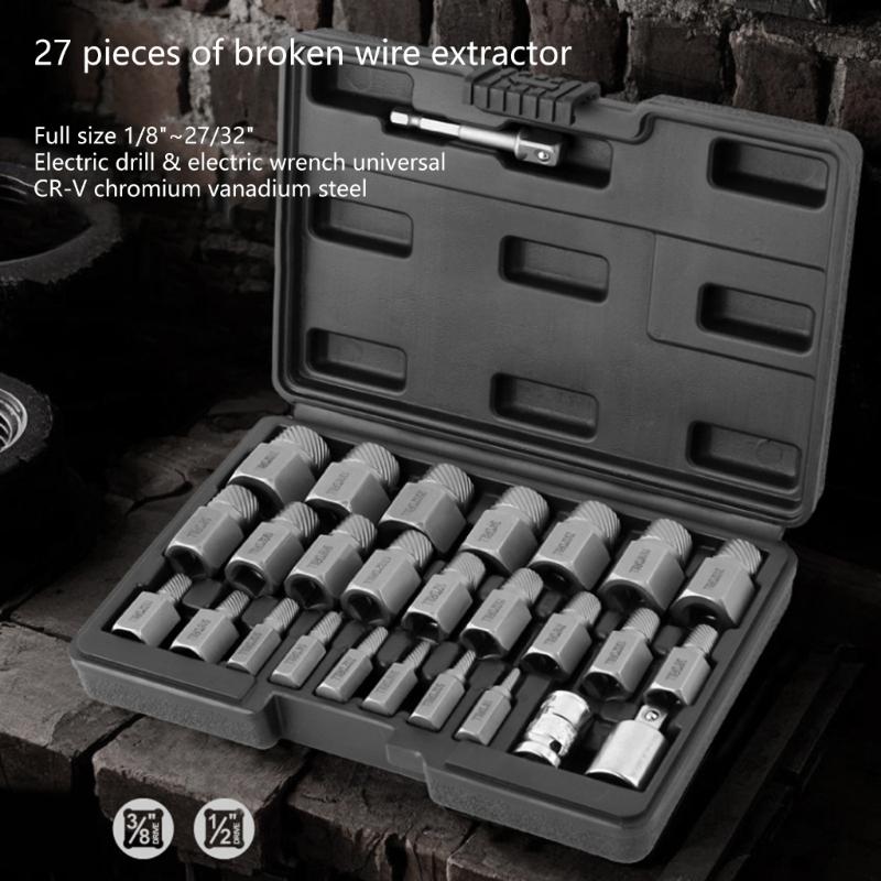 Heavy Duty Universal Screw Extractor Removal Set Suitable for Rusty Damaged Bolts Nut with Storage Box Home Workshop Use