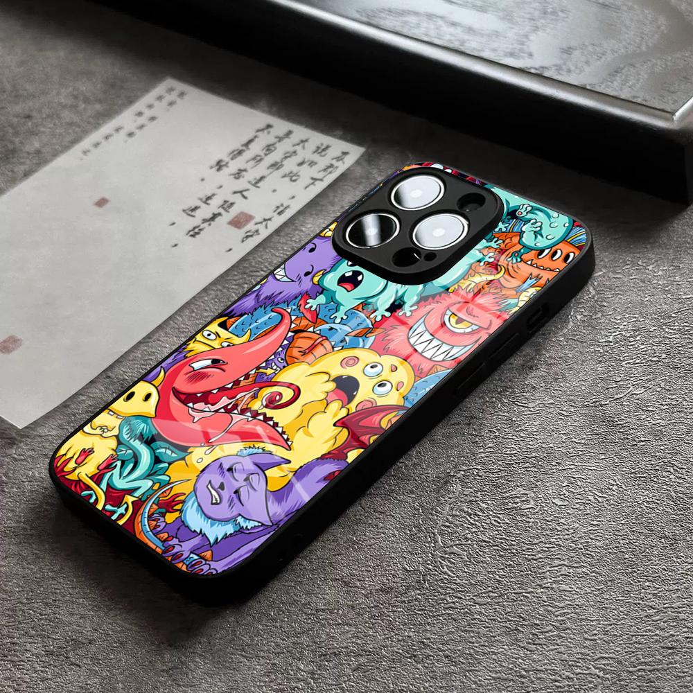 Monster Party Phone Case For IPhone 17 Pro Max 14 Pro 15 12 11 13 Mini X XR XS 16 Plus SE Glass Cover