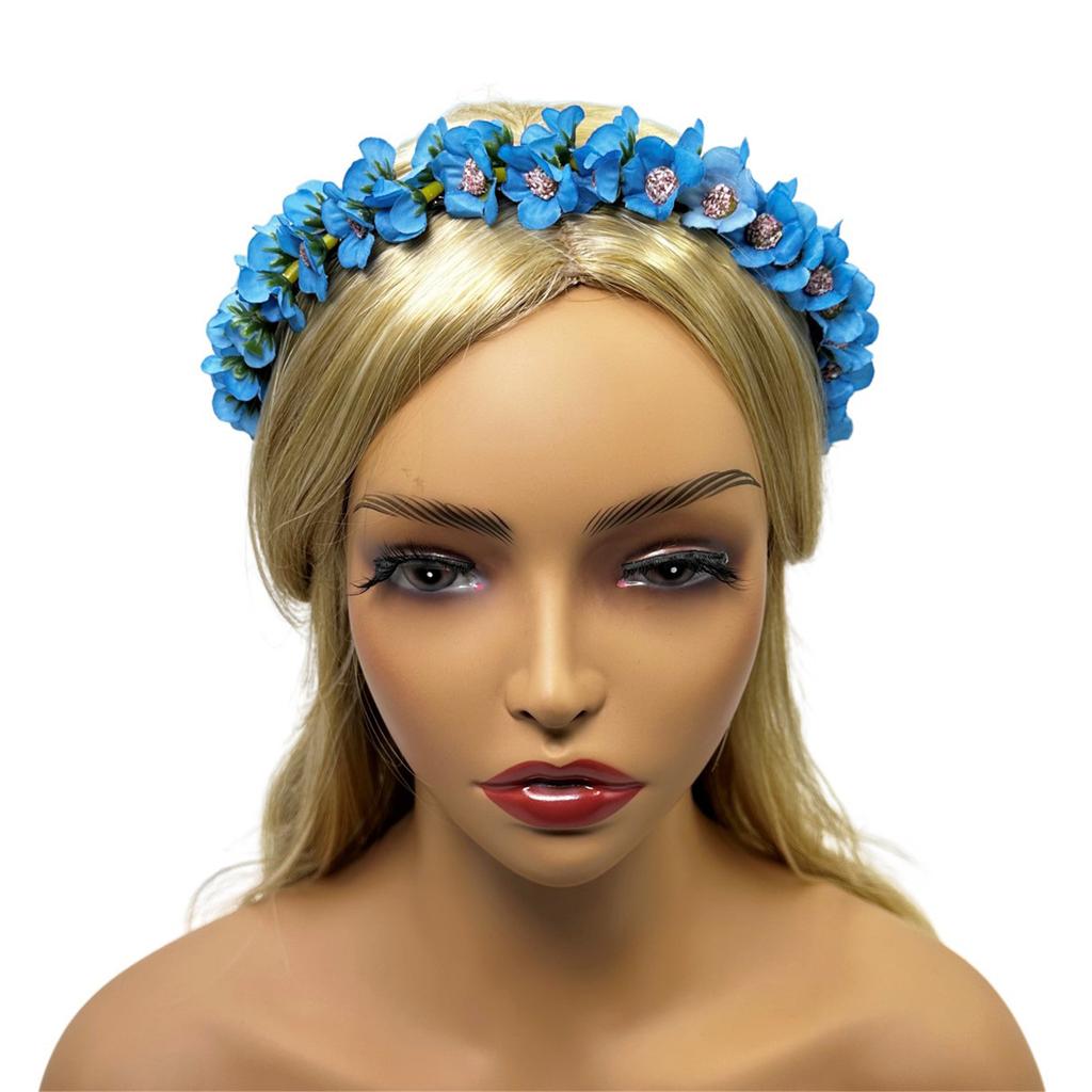 Artificial Flower Headband Halloween Hair Band Rose Flower Crown Headpiece Floral Hair Accessories for Cosplay Party