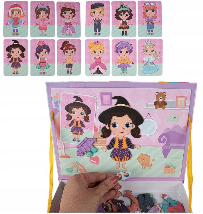 Układanka Magnetyczna Książka Puzzle Pokaz Mody Ubieranie Dziewczyn Ubranka