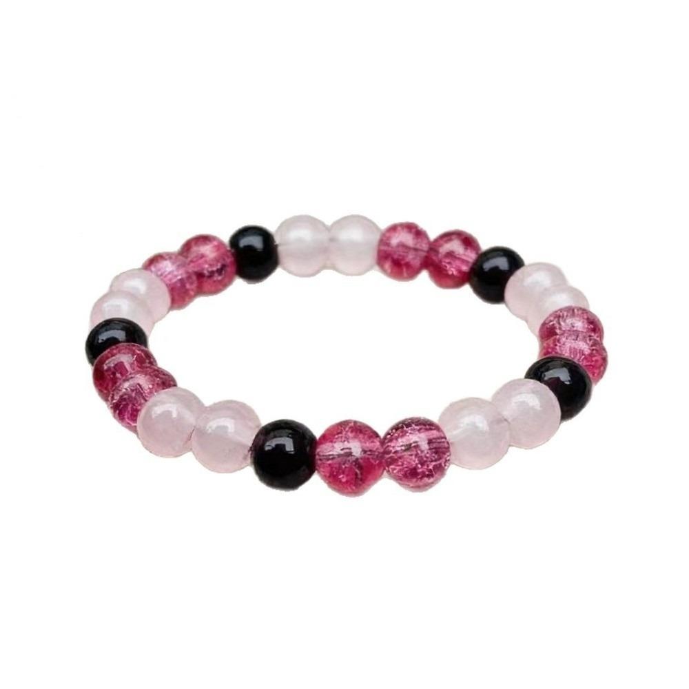 

Hand Jewelry Crystal Cat Eye Bracelet Luxury Women Men Imitation Obsidian Bracelet Wristband Vintage Beaded Bracelet Gift рожевий