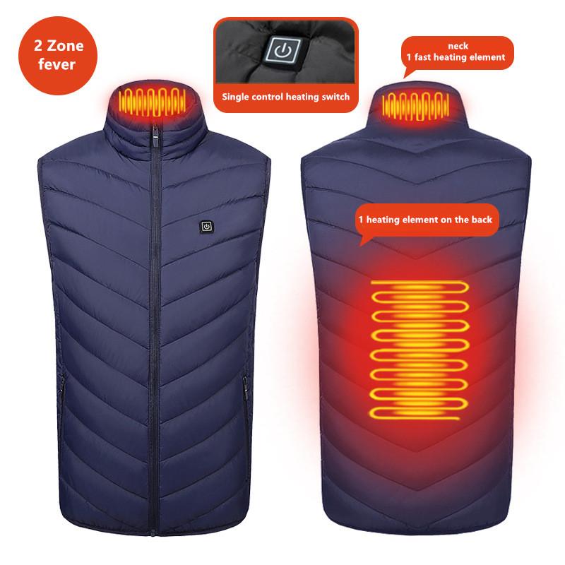 New Men'S Casual Stand Up Collar Outdoor Warm Electric Vest Winter Usb Port Intelligent Heating Sleeveless Coat(No Power Bank)