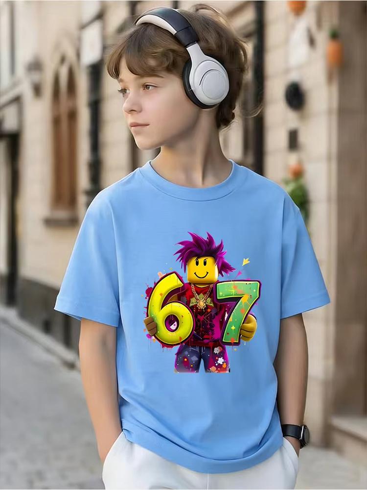 Kids 67 Themed Colorful Print TShirt Soft Cotton Fabric Breathable and Comfortable Ideal for Toddlers and Childrentk0315