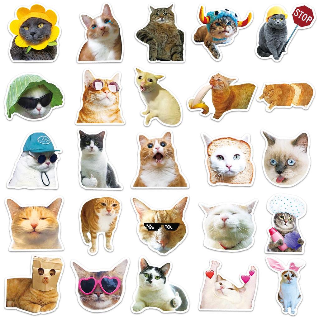 50PCS Cute Cartoon Cat Stickers for Phone and Cup Decoration