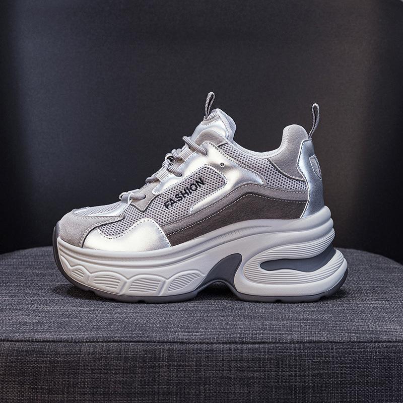 Thick-soled Heightening Women's Shoes Women's 2025 Spring and Autumn New Korean Version of Leisure Sports Dad Shoes Are Versatile and Breathable, Sh