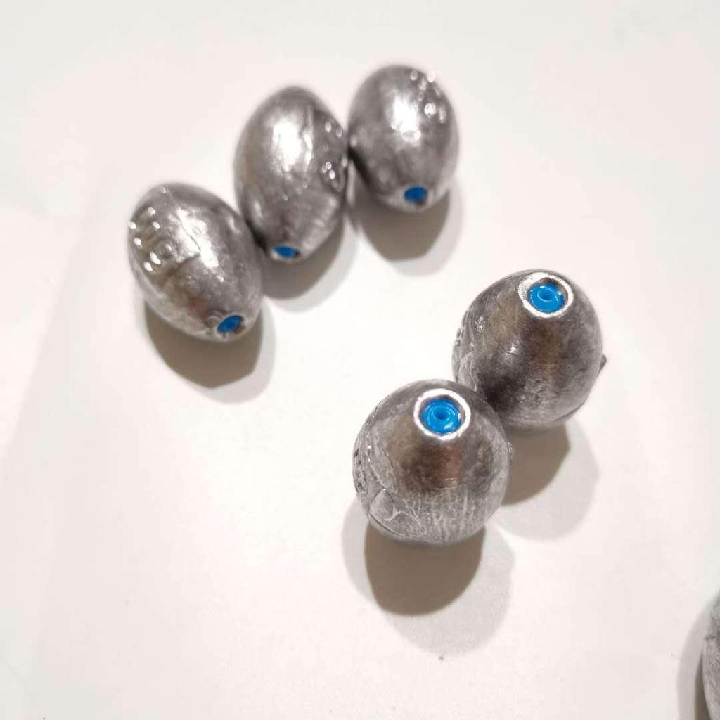 Olive-Shaped Anti-Snag Fishing Lead Sinker with Through-Hole for Long Cast Rods.