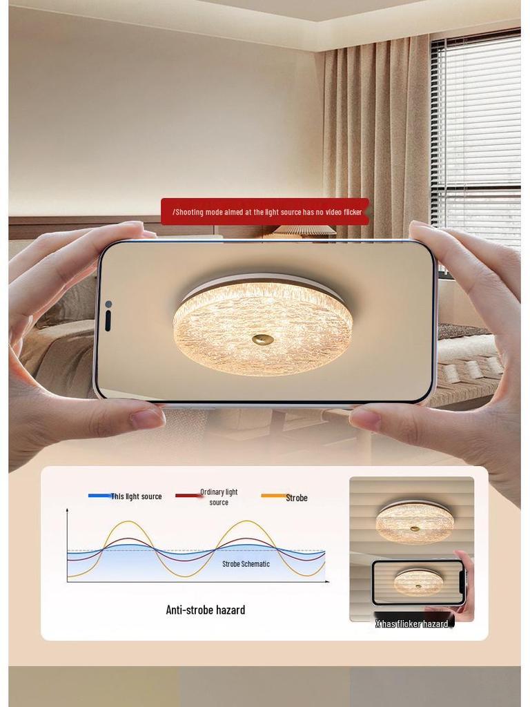 Modern Italian Minimalist Ceiling Light, Walnut Finish, Full Spectrum Eye Protection for Bedroom & Study