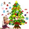 Felt Christmas Tree Set DIY Toy Door Wall Hanging Christmas Tree with Detachable String Lights for Xmas Gifts Party Favor
