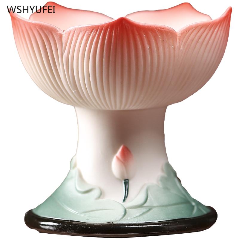 Home decoration accessories Ceramic Lotus Candlestick household Candlestick base for Buddha offering in front of the Buddha 1pcs
