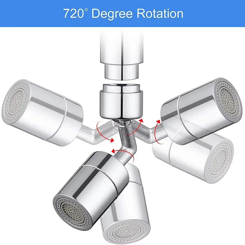 Splash-Proof 720° Universal Tap Aerator - Swivel Water-Saving ABS Faucet Spray Head, Wash Basin Extender Adapter
