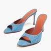 Fashion Summer Fashion Minimalist Black Blue Slippers European American New Comfortable Women High Heel Commuting Pointed Sandals 34-45