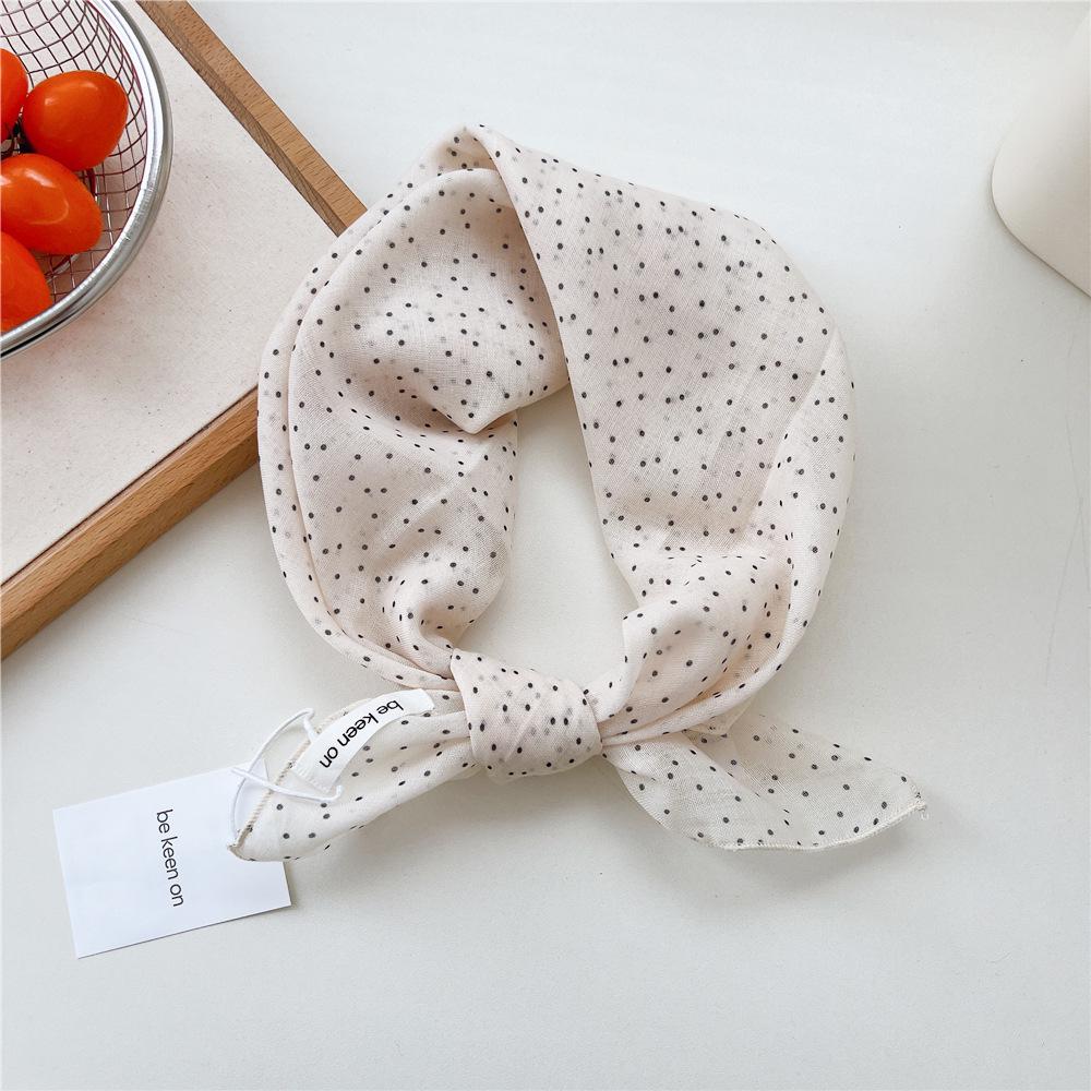 Koreanisches Trendiges Frühlings-Gepunktetes Seiden-Kopftuch - Quadratisches Mode-Tuch für Damen für Haare, Hals und Dekoration