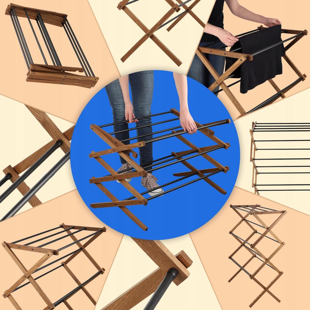 KADAX Στεγνωτήριο Ρούχων Στάσιμο Ρούχων Εσώρουχα Αναδιπλούμενο Κάθετο Ξύλινο