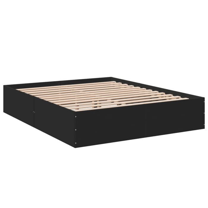 VidaXL Black Bed Frame 150x200 Cm Engineered Wood, Bedroom Furniture, Bed Base, Panel Bed, Bed, Bed 3281008