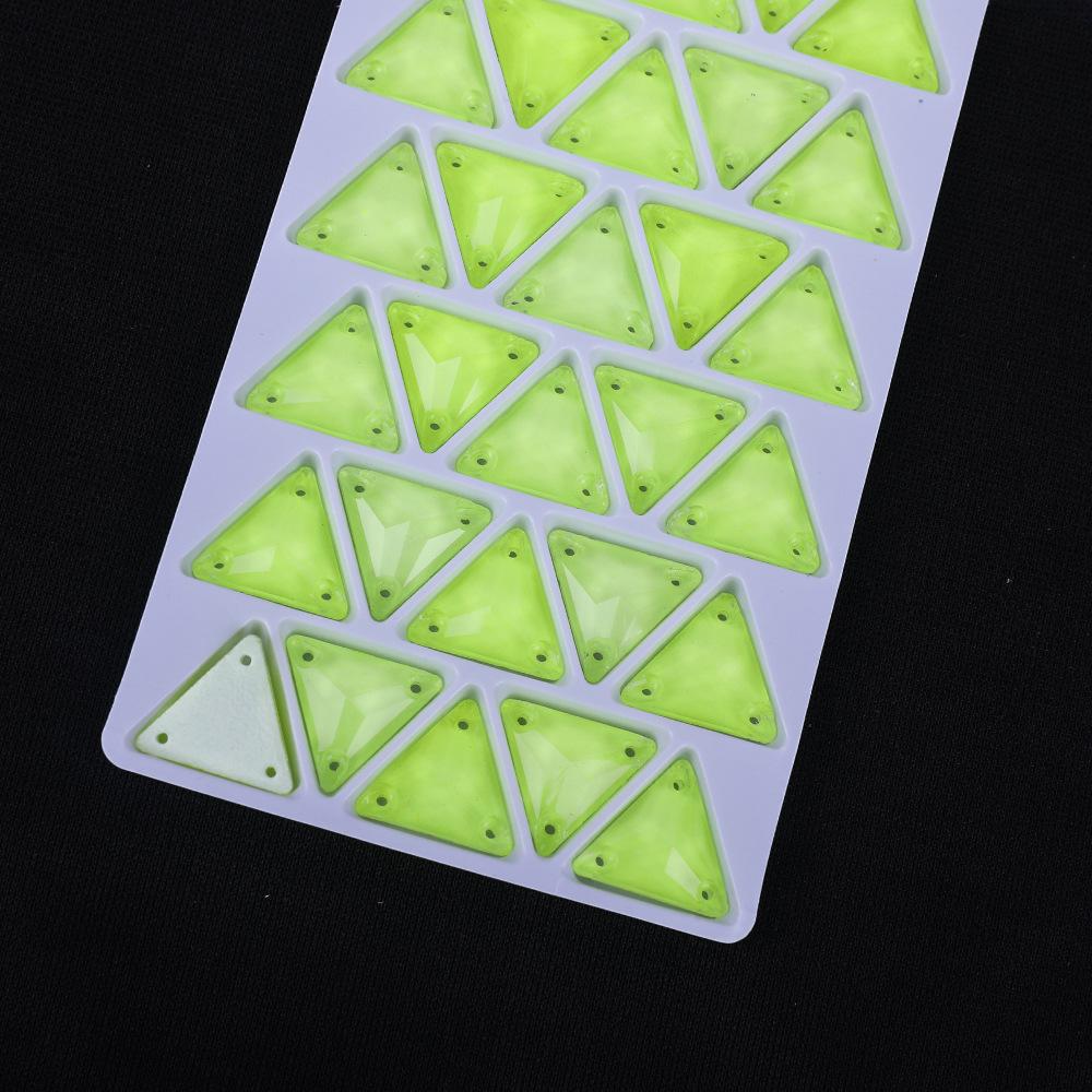 Neon Fluorescent Triangle Hand-Sewn Drill, Glass Rhinestone Flat Buckle Diy Accessories Clothing Wedding Materials Accessories