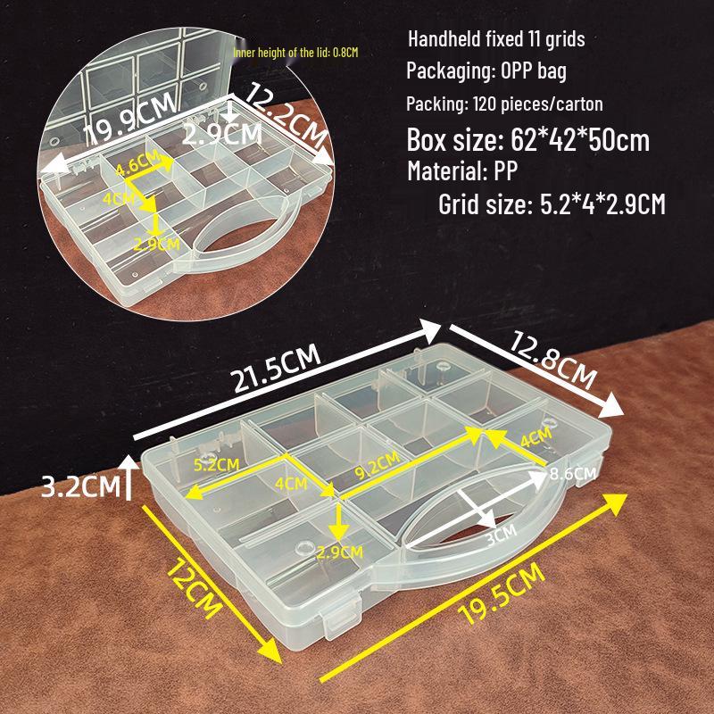 11-Compartment Handheld Transparent Organizer for DIY Parts & Electronics