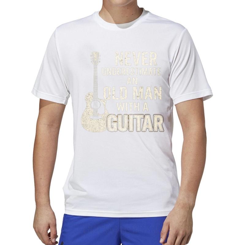 Unisexs Top Street Wear Unisex Round Neck Tshirt Streetwear Never Underestimate An Old Unisex With A Guitar Stylish Boys Teeshirt