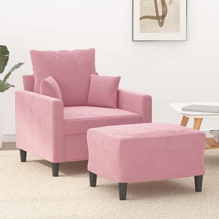 VidaXL Fauteuil avec repose-pied Rose 60 cm Velours, canapé, fauteuil, fauteuil TV, canapé simple, siège, canapé relax, 3201100