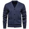 Herren Jacquard Knopf Strickjacke Gestrickte Pulloverjacke Warm Plus Samt Pullover Herren