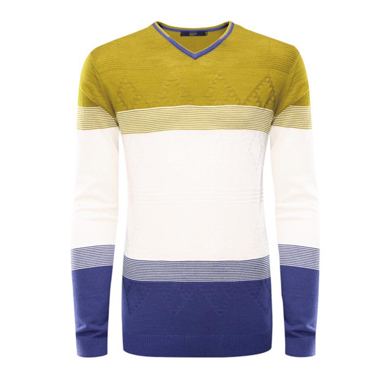 Goldberg Men's Autumn V-Neck Color Block Knitted Sweater Pullover