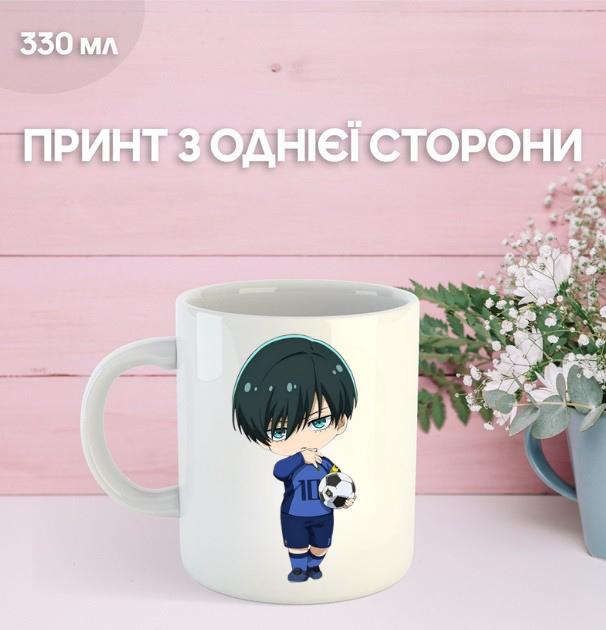 

Кружка Синя в язниця Блю Лок з принтом керамічна чашка Blue Lock 330 мл 9.5 білий