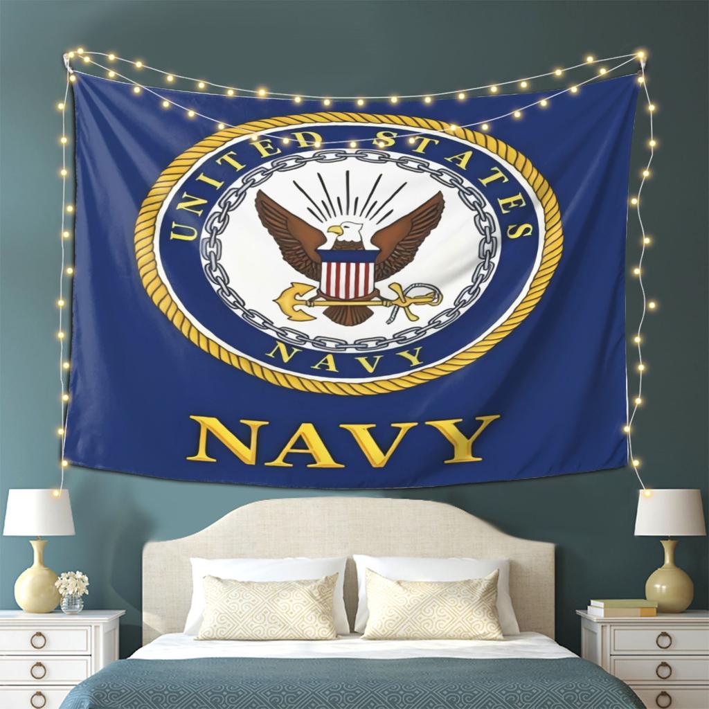 US Navy Badge Tapestry  Show Your Pride and Honor with This Official Military Symbol  Ideal for Bedroom Decoration