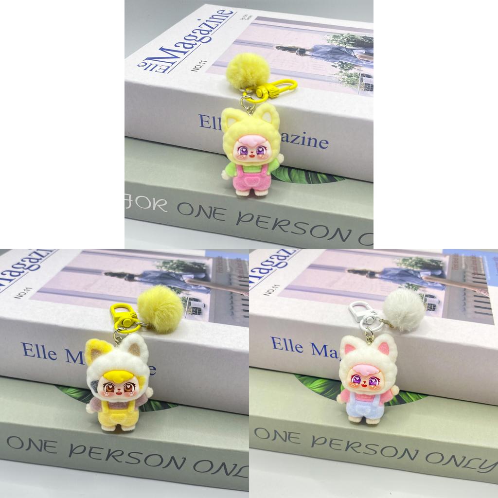 Lucky Cat Keychain Plush Toy With Handwave Design For Gift And Decor