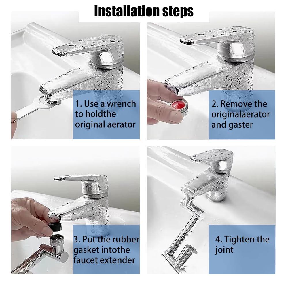 1440° Rotation Faucet Aerator Extender Kitchen Scalable Metal Robotic Arm Faucets Extension Nozzle Saving Water Sprayer