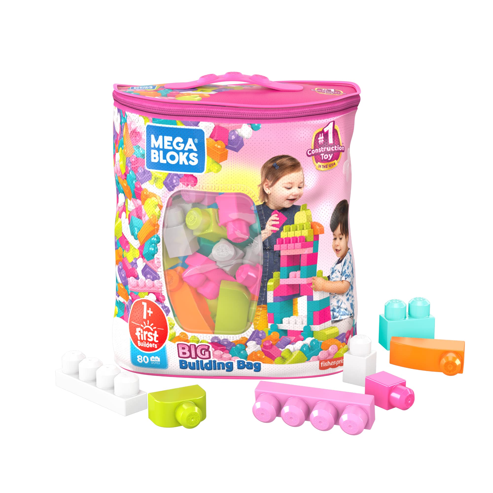 

Mega Bloks (MEGA BLOKS) Mega Bloks 80-Piece Block Pack for Ages 1 and Up, Pink [1 Year and Up] DCH62