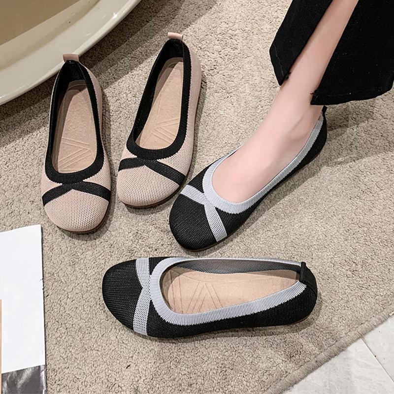 Cloth Shoes Women's Doudou Shoes Summer New Breathable Mesh Fly-woven Shoes Flat-soled Beef Tendon Sole Soft-soled Single Shoes Women
