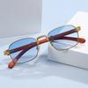 New Features Wooden Temple Full Frame Sunglasses Retro Square Large Frame Travel Glasses Fashion Catwalk Glasses