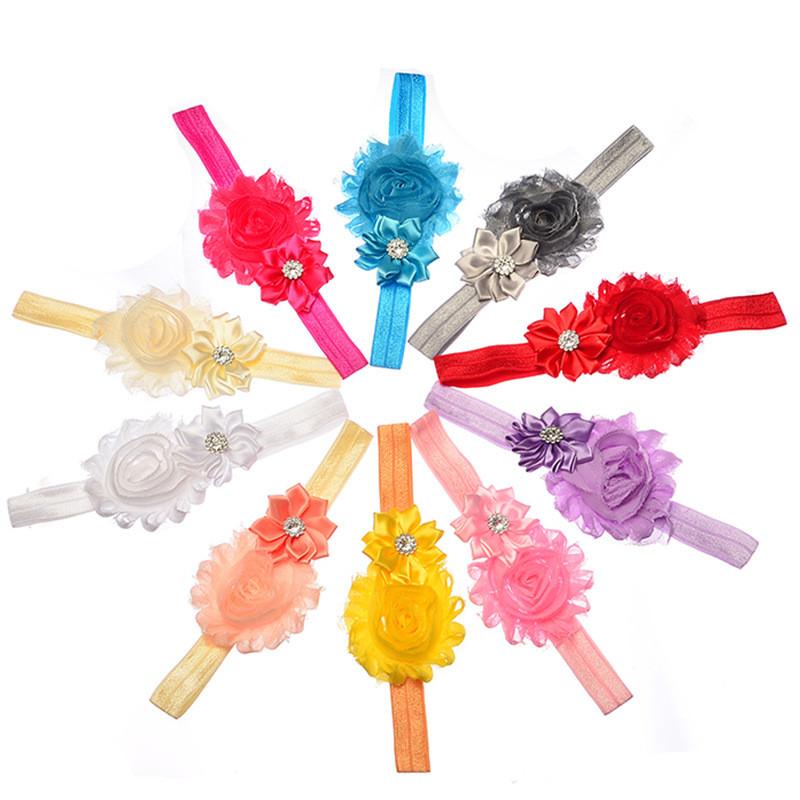 European Childrens Fabric Flower Hairband With Crystal Accents For Baby Girls