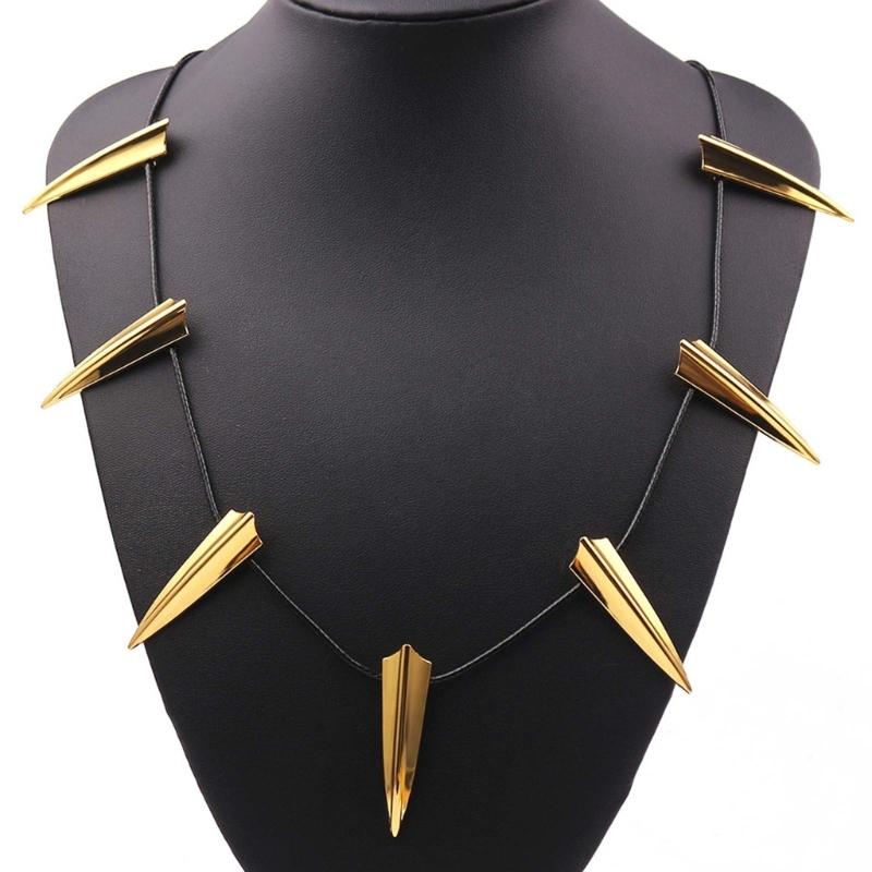Chic Necklace for Black-Panther Cosplay Pendant Necklace Halloween Party Long Tooth Pendant Necklace Men Jewelry Gift