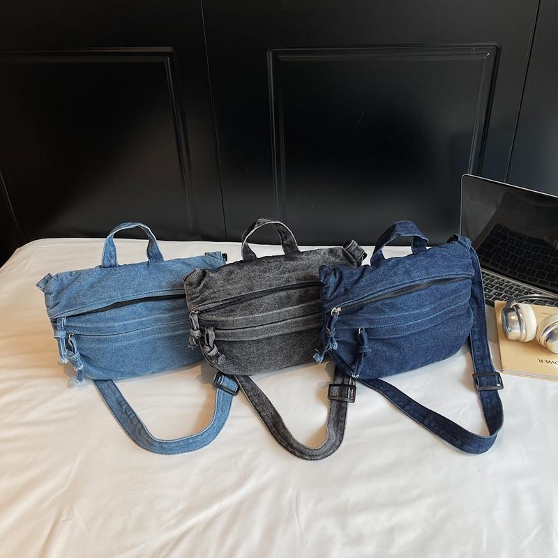 Bolso de Hombro de Mezclilla para Mujer Bolso Cruzado de Color Sólido Bolso para Teléfono Móvil