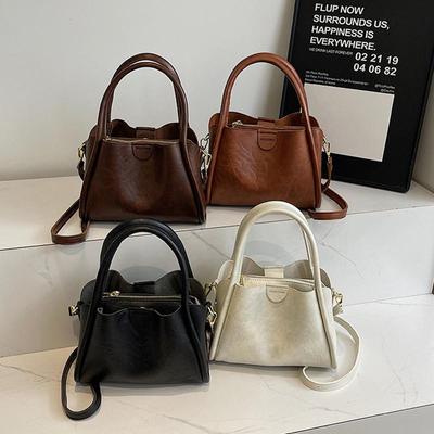 Women's New Shoulder Bag Solid Color Artificial Leather Handbag Fashionable Casual Crossbody Bag AVE