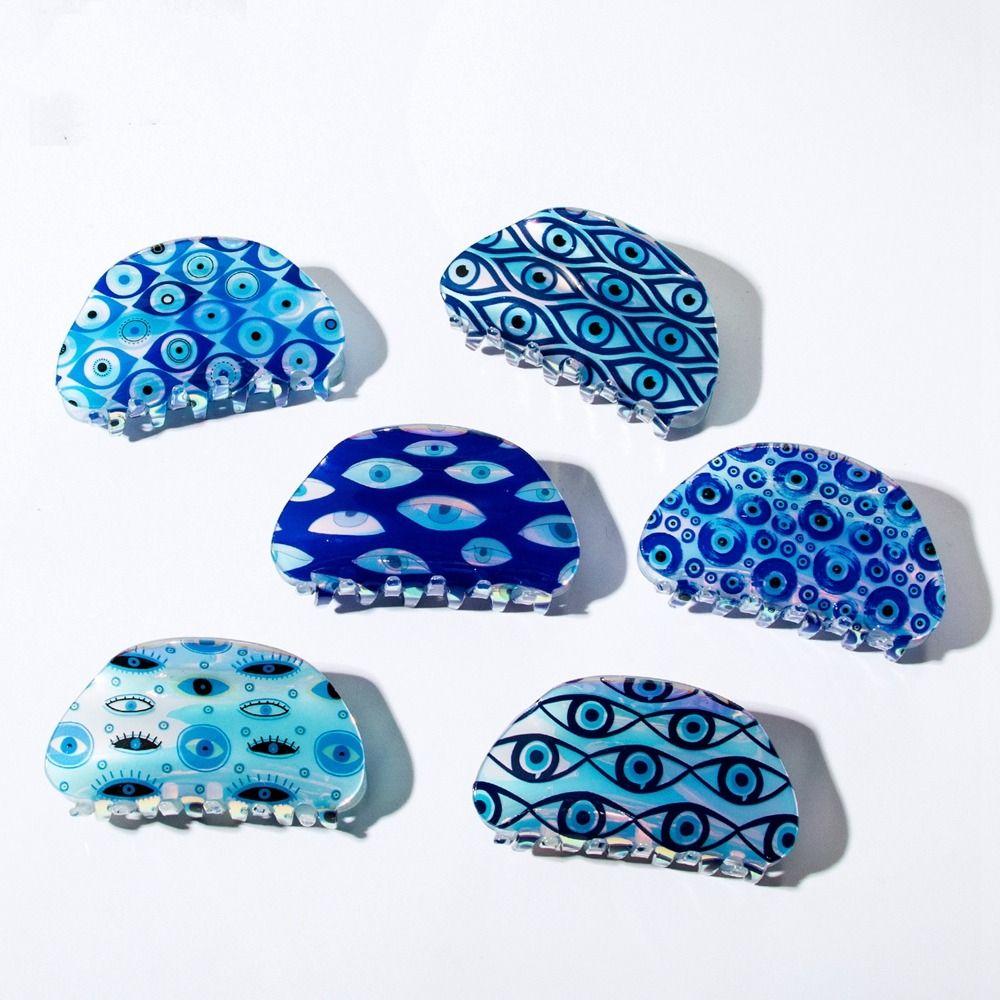 Kroean Style Blue Devil's Eye Shark Clip Hair Clip Blue Demon Eye Hair Claw Cute   Streetwear