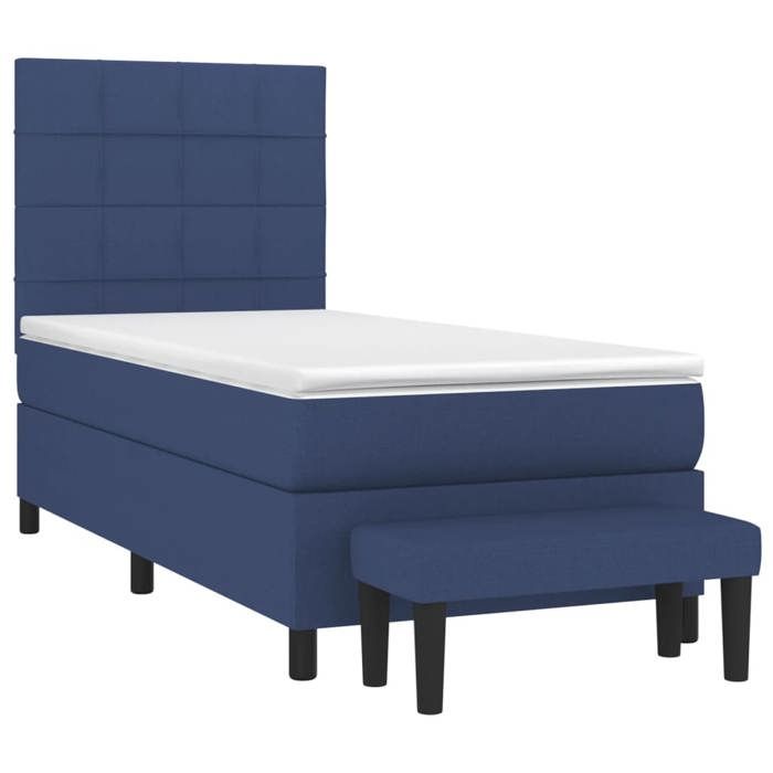 Maison Exclusive - Sommier à lattes de lit avec matelas Bleu 90x190 cm Tissu