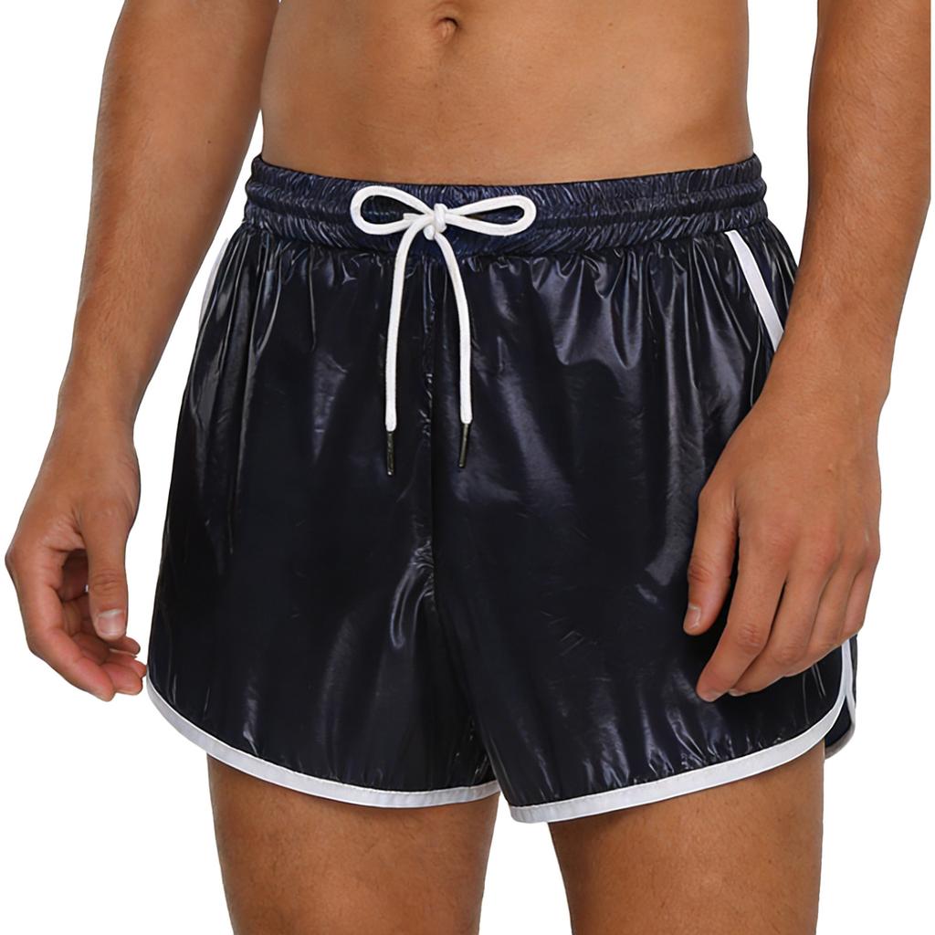 Herren Badehose Color Block Wasserdichtes Design Elastischer Bund Kordelzug Nähte Taschen Trainingsshorts