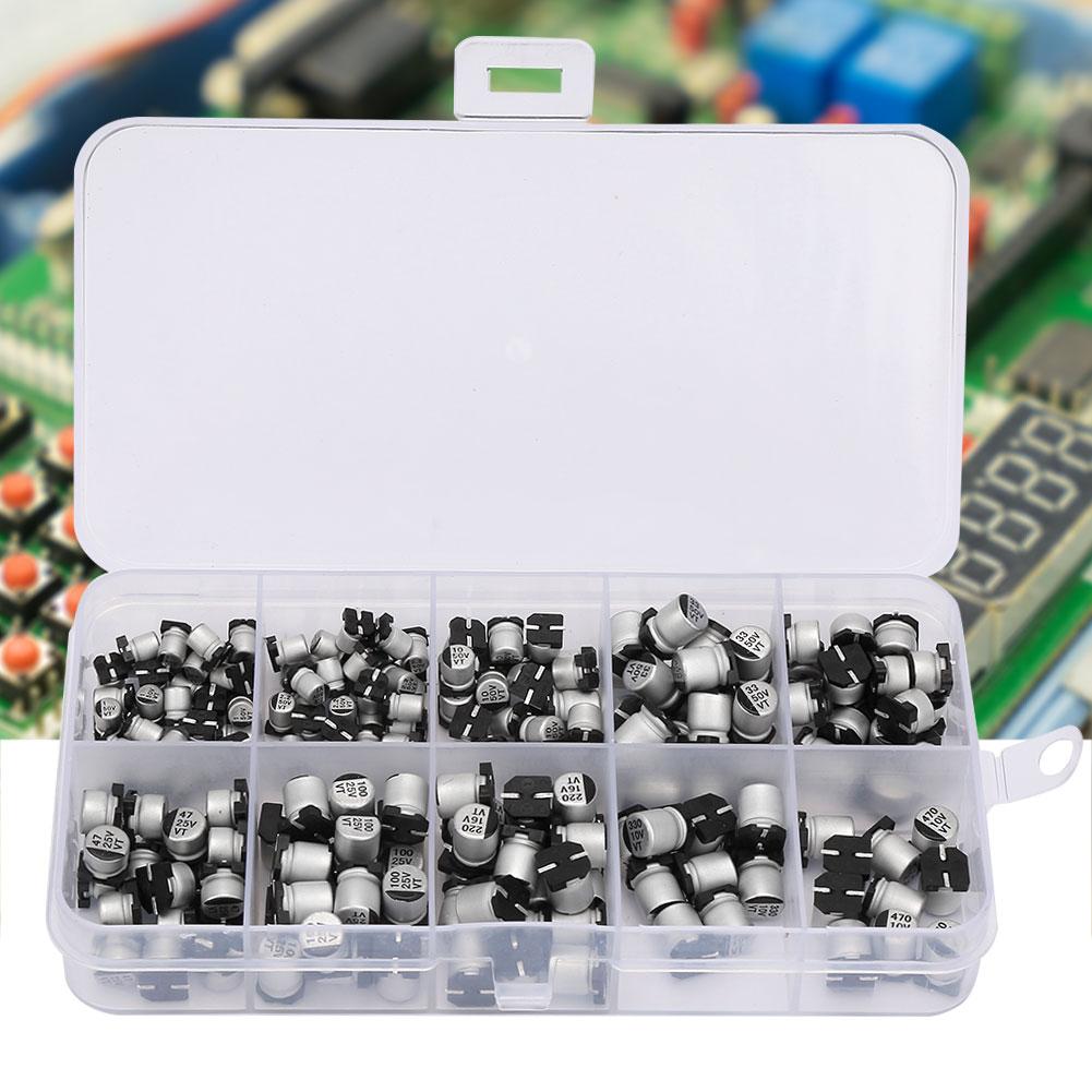 200pcs 1050V SMD Electrolytic Capacitors Set 1uF 470uF E Cap Capacitor Assortment