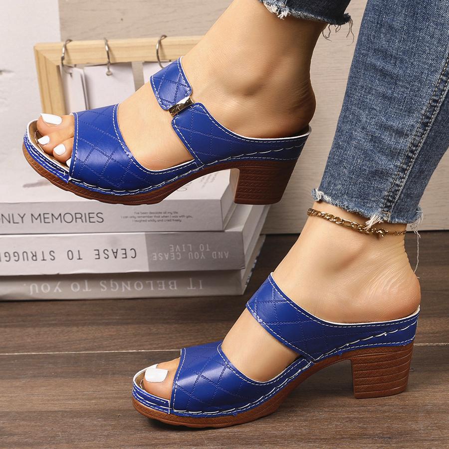 Casual Slingback Slides Shoes Women Summer Lightweight Hollow Sandals High Heels Dress Chunky Open Toe Slippers Female