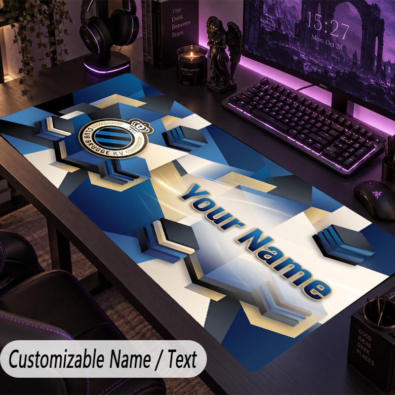 Custom Text Big Mousepad, Extended Desk Pad For Laptop Work GameClub Brugge FC