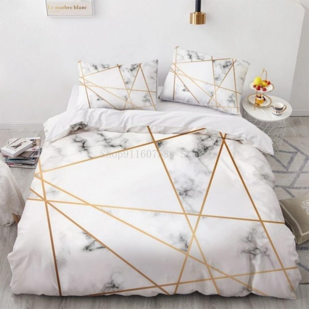 Luxury 3D Black Marble Bedding Sets Simplicity Gilding Bed Linen Women Girls Single Double Twin Queen King Size Duvet Cover Sets