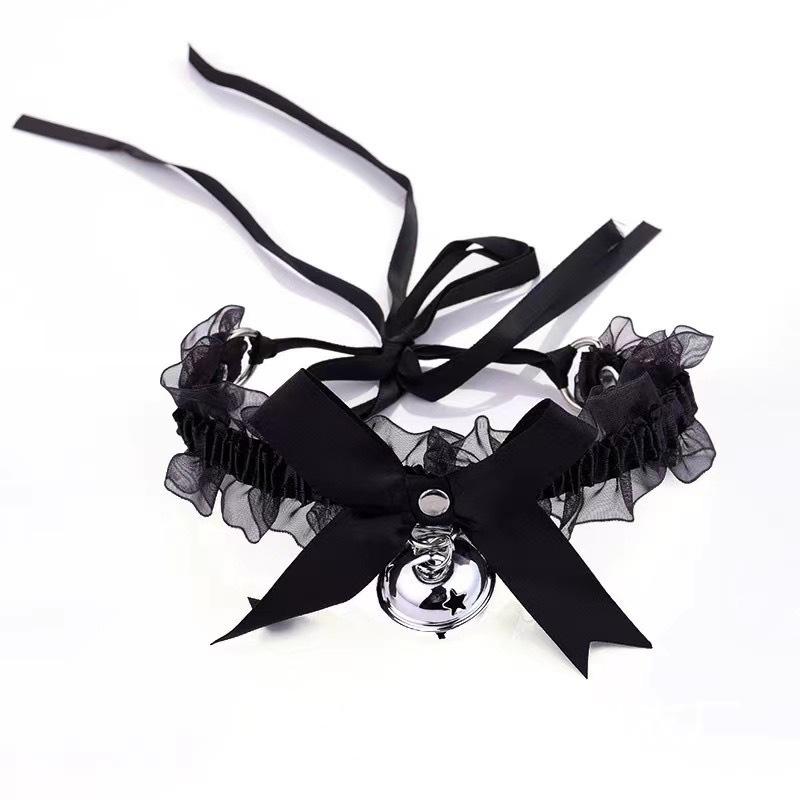 Sexy Lingerie Accessories Pure Lace Small Bell Collar Female Neckband Servant Christmas Decoration Necklace Bell Temptation