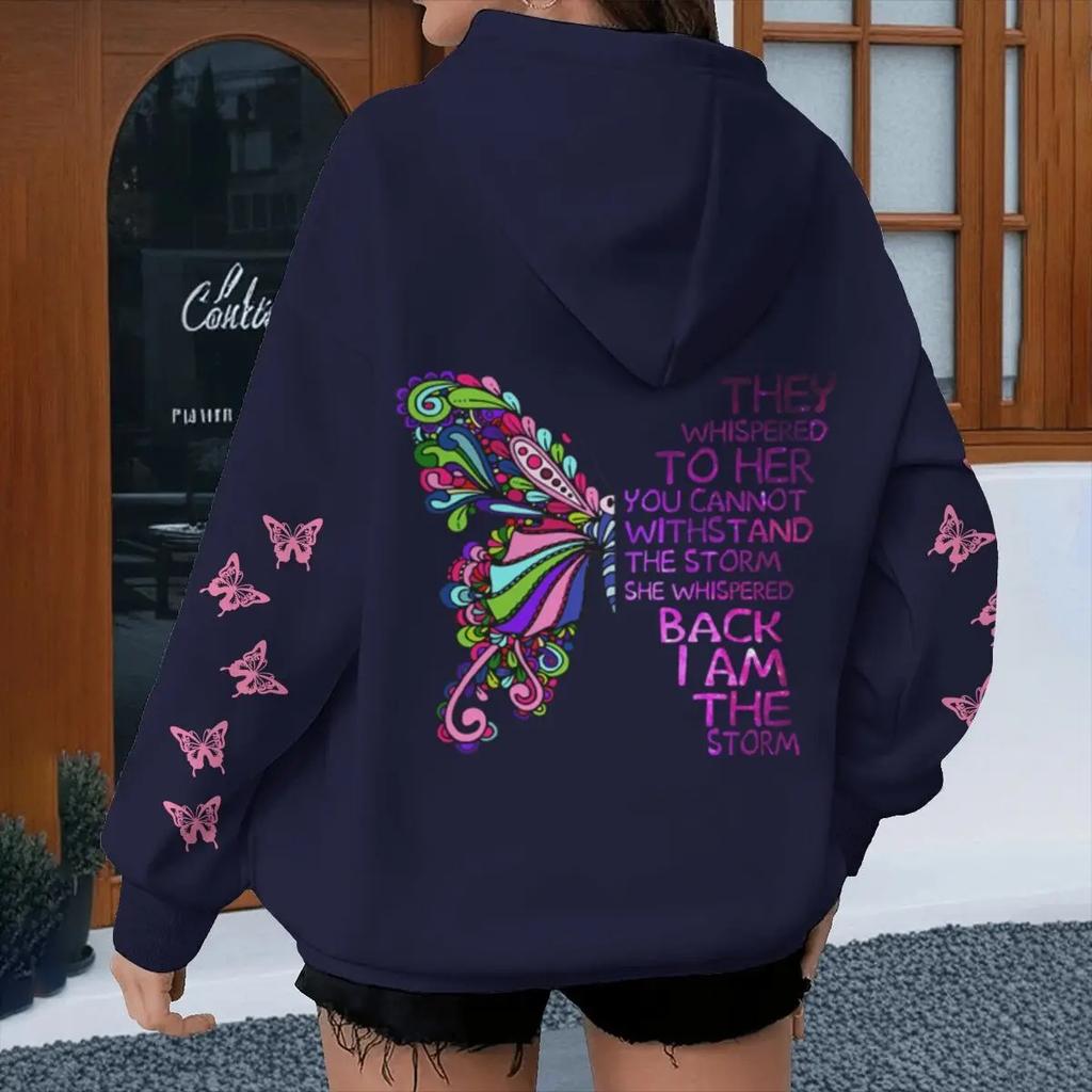 Color Butterfly Women's Men's New Spring Autumn Fashion Hoodies Vintage Butterfly Long Sleeve Outdoor Street Tops Hoody