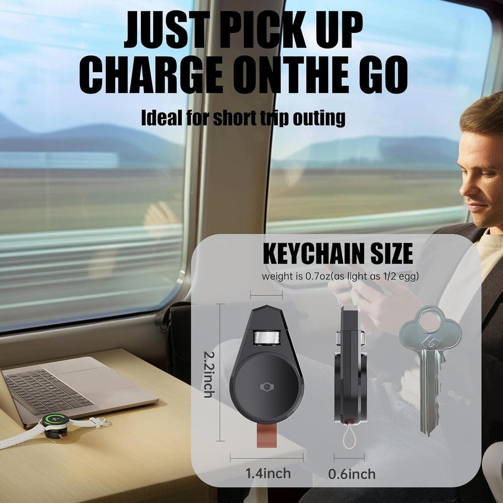 Portable Charger for Samsung Galaxy Watch7, 2in1 USB-C Travel Charger Compatible with Galaxy Watch Ultra/7/6/6 Classic/5 Pro/4/3, 90°Rotatable